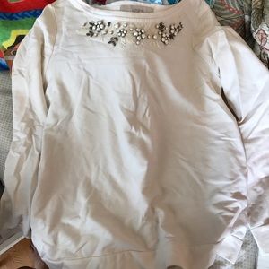 Loft Cream Embellished Sweatshirt